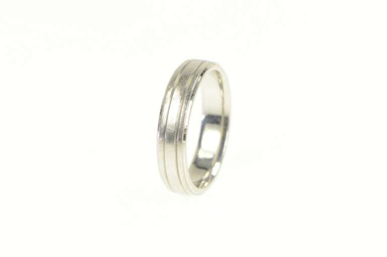 Platinum 5.0mm Grooved Simple Wedding Band Ring