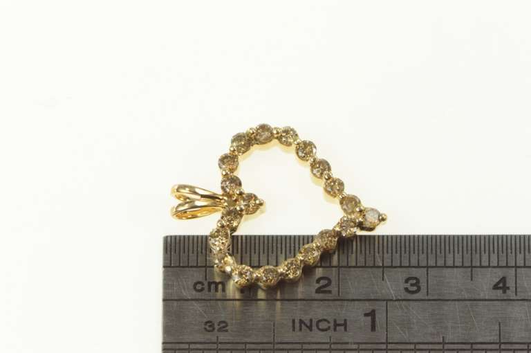 10K Yellow Gold 0.80 Ctw Champagne Diamond Heart Love Pendant