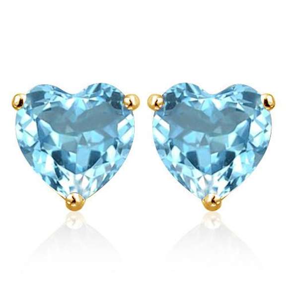 2.00CT BLUE TOPAZ 10KT GOLD HEART SHAPE STUDS