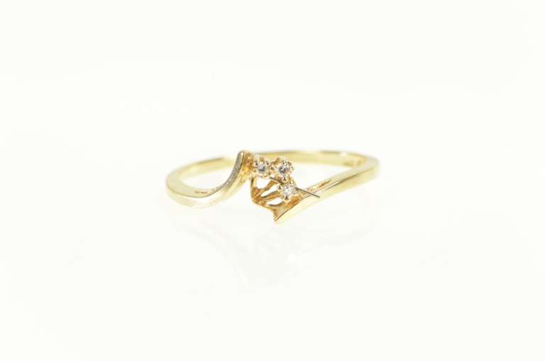 14K Yellow Gold Diamond Inset Bypass Wedding Band Ring