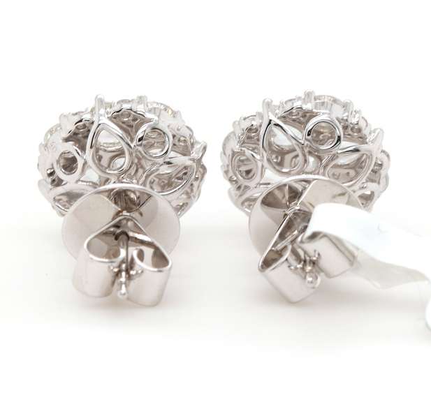 New 2.05ctw Pear Shape Rose Cut and Round Diamond Stud Earrings in 18K