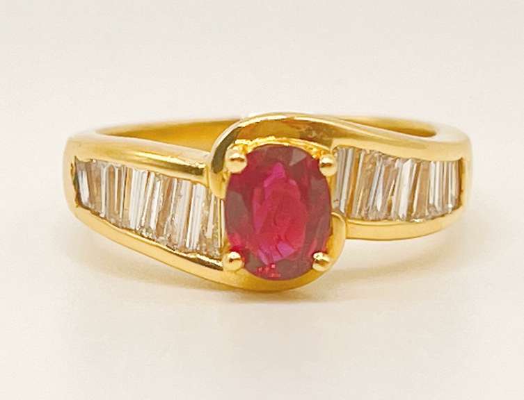 18kt Solid Yellow Gold, Ruby, & Diamond Ring