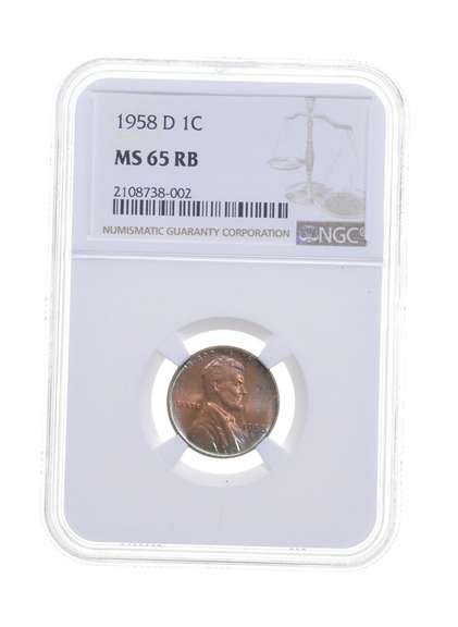 MS65 RB 1958-D Lincoln Wheat Cent - Graded NGC
