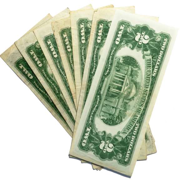 7 Different $2 Red Seal US Notes