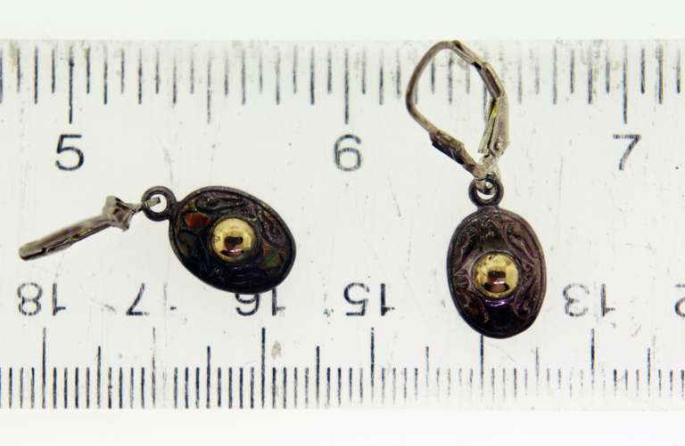 14KT Yellow Gold And Sterling Silver Vintage Drop Earrings