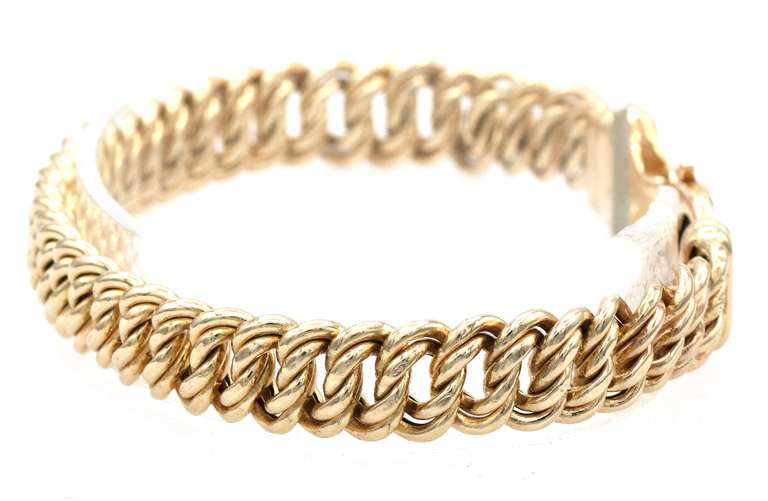 10.0MM Polished Fancy Curb Link Bracelet in 14K