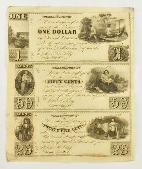 Williamsport, MD/Georgetown, DC John H. King $1-50¢-25¢ 184_ Uncut