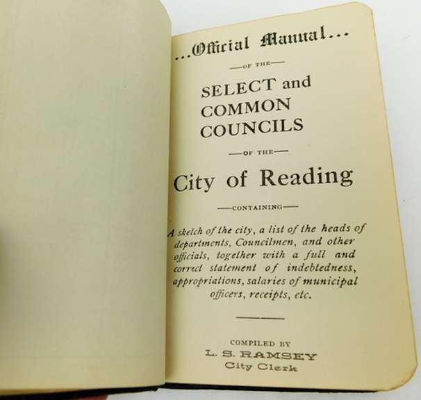 1912 & 1913 Reading, PA Annual Manuals of Council