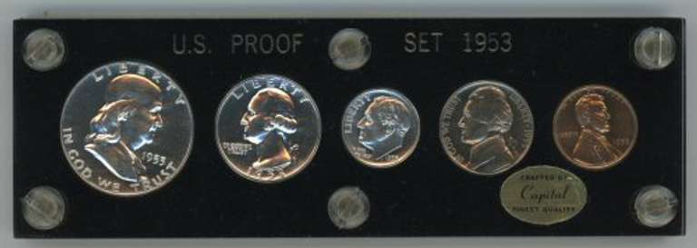 Superb Gem 5-pc 1953 US Proof Set in custom holder