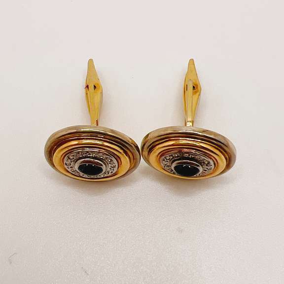 Men's Blue Sapphire and Diamond Cufflinks in 14KT Gold