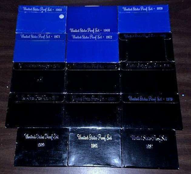 1968-1982 Assortment of 15 US Proof Sets