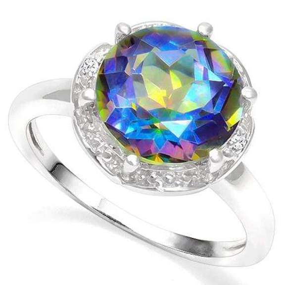 3.60CT BLUE MYSTIC GEMSTONE SILVER RING