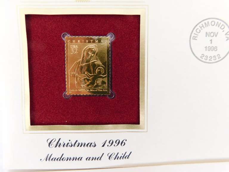 6 Holiday 1st Day Issue Covers & 22KT Gold Stamps