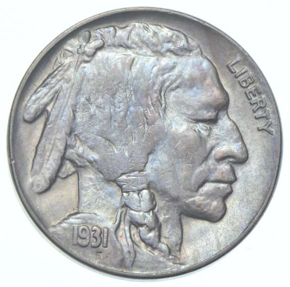 1931-S Indian Head Buffalo Nickel - Blue Berry Tone