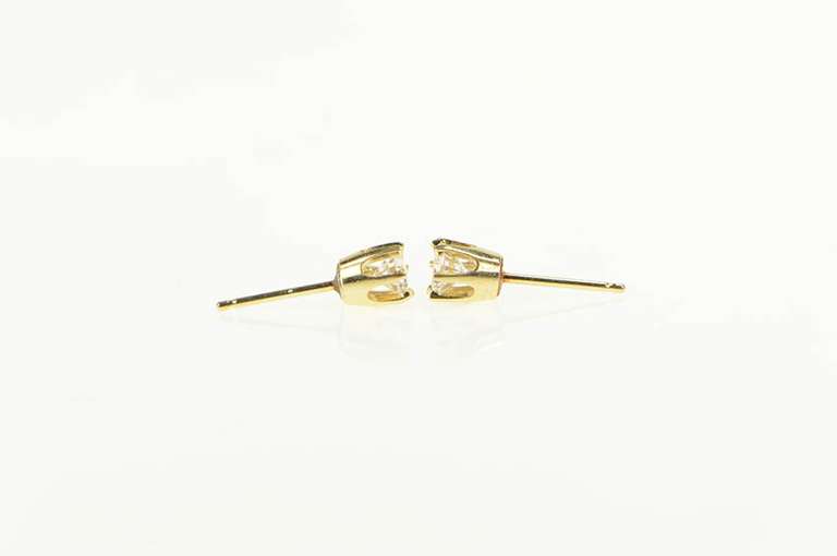 14K Yellow Gold 4.0mm Solitaire CZ Classic Round Stud Earrings