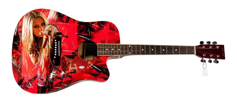 Avril Lavigne Wild Child Autographed Custom Graphics Photo Guitar ACOA