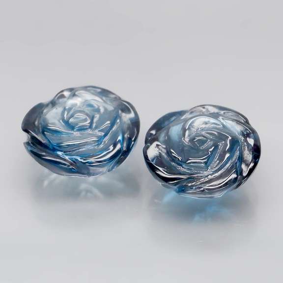 Translucent! 3.50ct London blue Topaz flower carvings