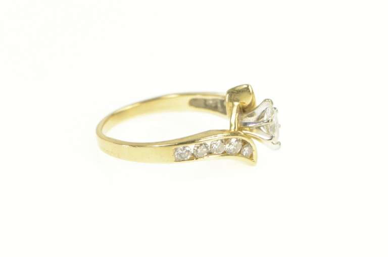 14K Yellow Gold 0.87 Ctw Marquise Diamond Bypass Engagement Ring
