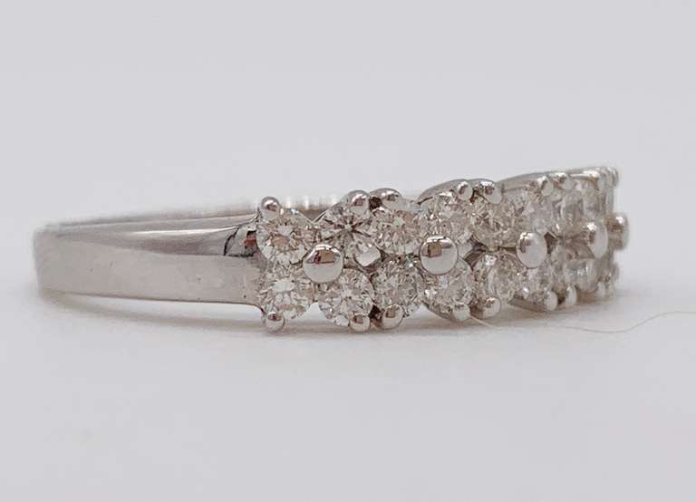 14kt Solid White Gold & Diamond Band Ring