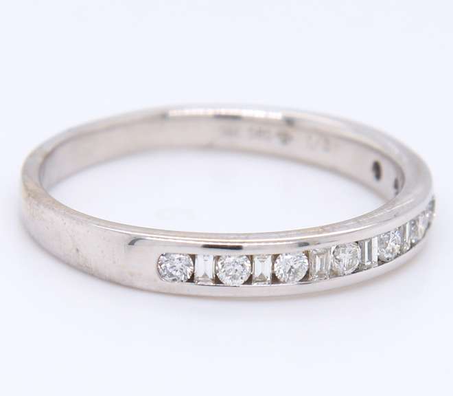 Sparkling White Gold Baguette and Round Diamond Channel Set Band