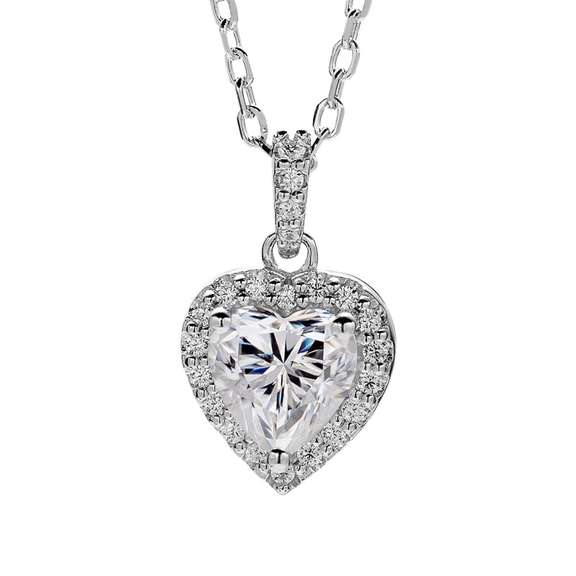 Sparkling 1ct VVS1 White G-H Fire Heart Moissanite Pendant