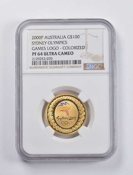 PF64UCAM 2000-P Australia $100 Gold Coin Sydney Olympics Colorized NGC