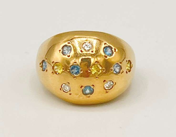 14kt Solid Yellow Gold & Diamond Dome Cocktail Ring