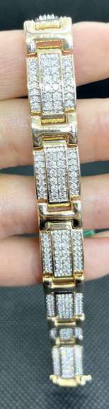NEW UNUSUAL MENS 10KT GOLD DIAMOND BRACELET