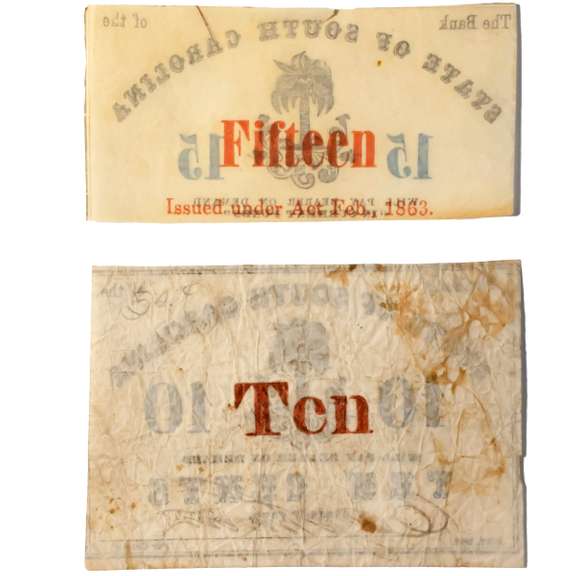 10 Cent 1862 &15 Cent 1863 Bank Of South Carolina Notes