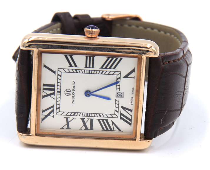 Pablo Raez Stainless Steel Watch with Leather Strap