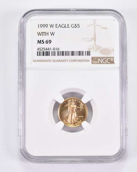 MS69 1999-W $5 American Gold Half Eagle - With W - Graded NGC