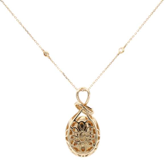 New 12.57ct Ethiopian Opal and 0.46ctw Diamond Frame Pendant Necklace in 14K