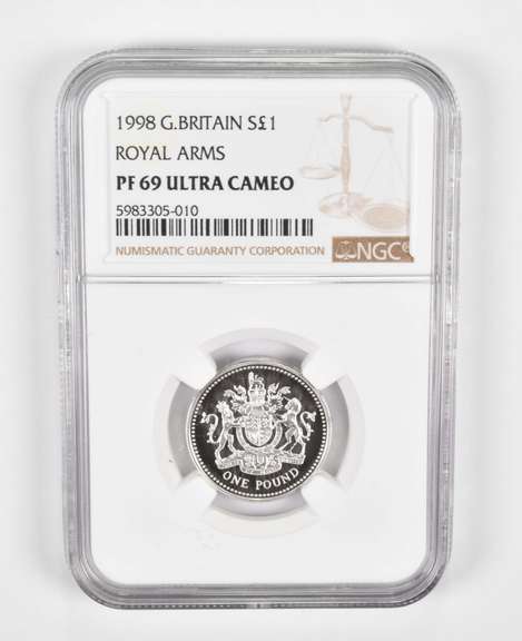 PF69 UCAM 1998 Great Britain 1 Pound - Royal Arms - Graded NGC