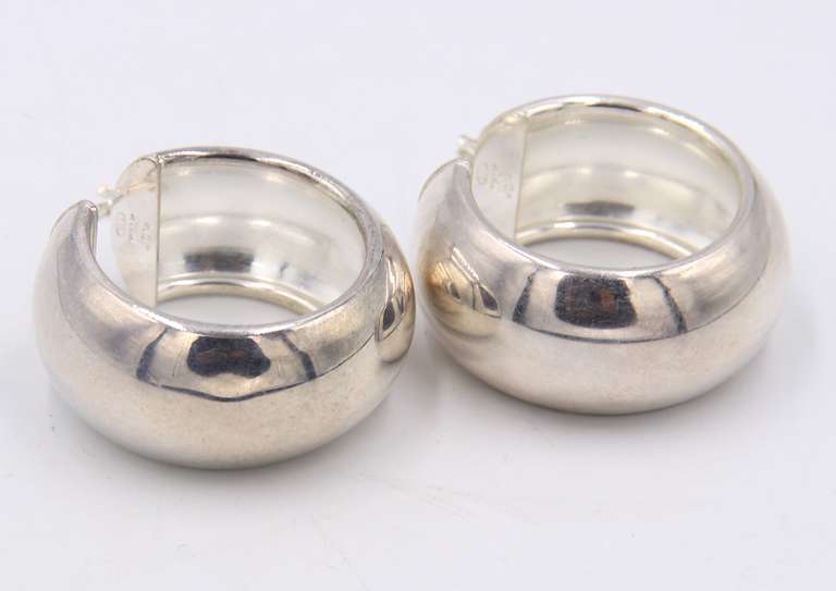 925 Sterling Silver Wide Hoop Earrings