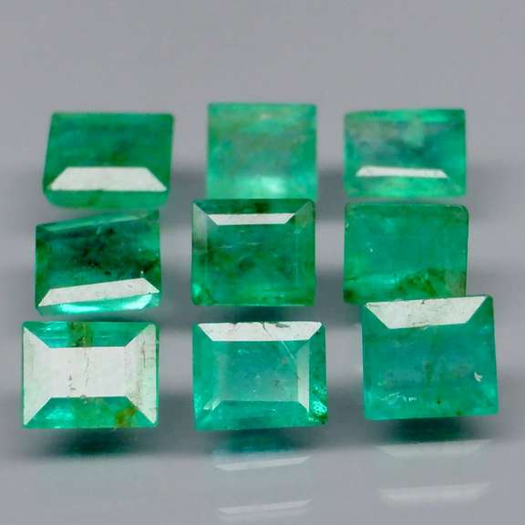 Mixed cut 2.91ct real Colombian Emerald set