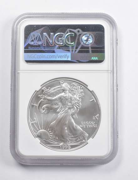 Mint Error MS69 1998 American Silver Eagle REV Struck Thru NGC