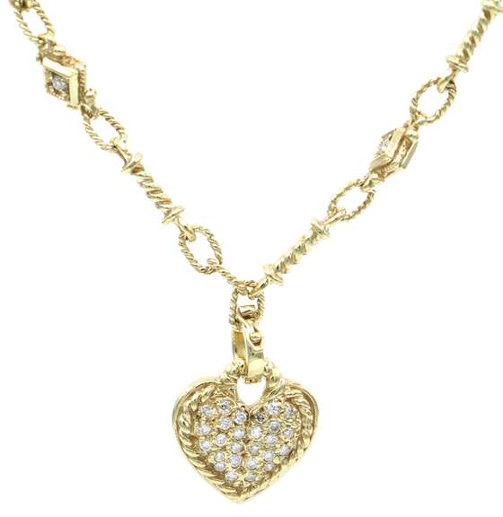 Judith Ripka Pave Diamond Heart Charm Pendant Necklace in 18K