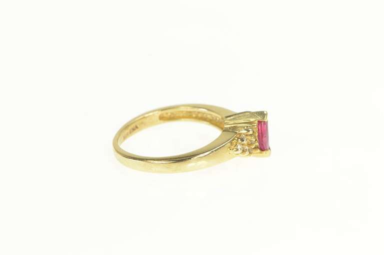 14K Yellow Gold Marquise Ruby Diamond Cluster Engagement Ring