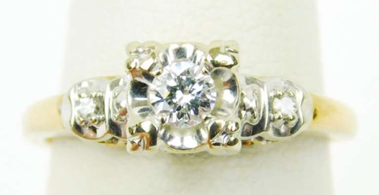 Very Fine 14K/18K Gold Diamond Ring, 5.5
