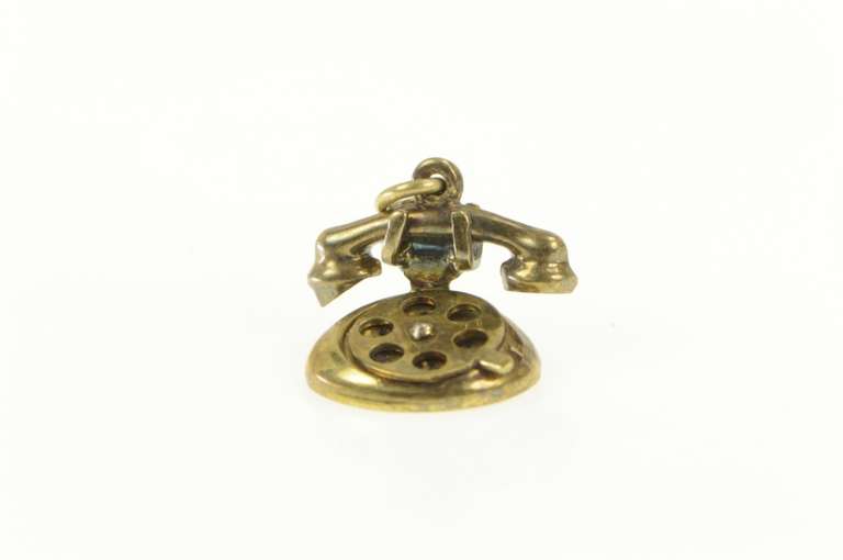 14K Yellow Gold 3D Articulated Dial Phone I Love You Charm/Pendant