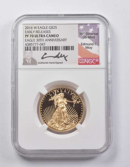 PF70 UCAM 2016-W $25 American Gold Eagle 1/2 Oz Gold ER Moy NGC