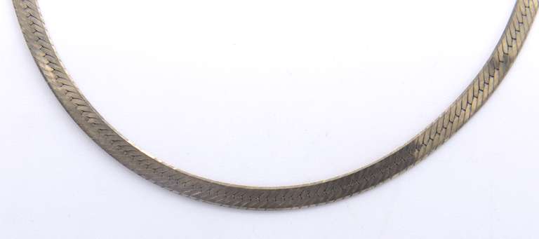 Vintage Italian 925 Sterling Silver Herringbone Necklace