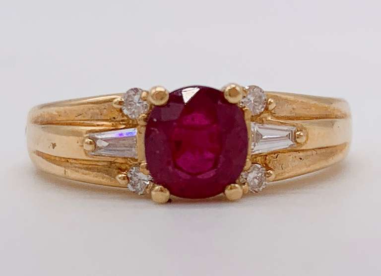 18kt Solid Yellow Gold, Ruby, and Diamond Ring