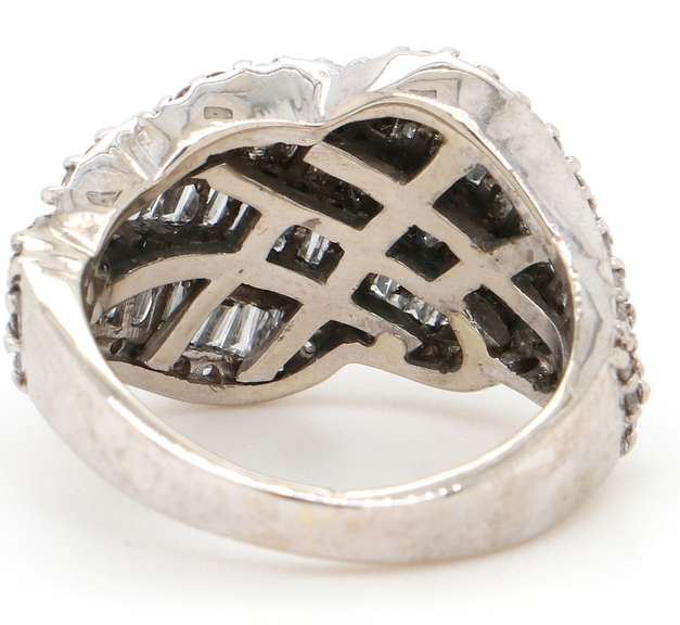 Dazzling 18kt White Gold 2.00ctw Baguette and Round Diamond Wave Ring