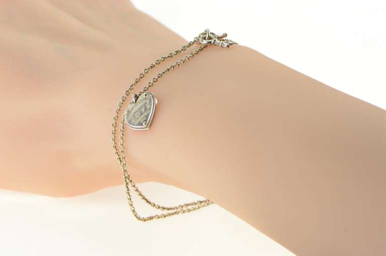 Sterling Silver Tiffany & Co Love Heart Key Layered Chain Bracelet