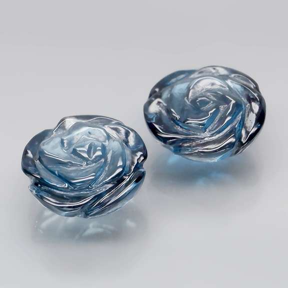 Translucent! 3.50ct London blue Topaz flower carvings