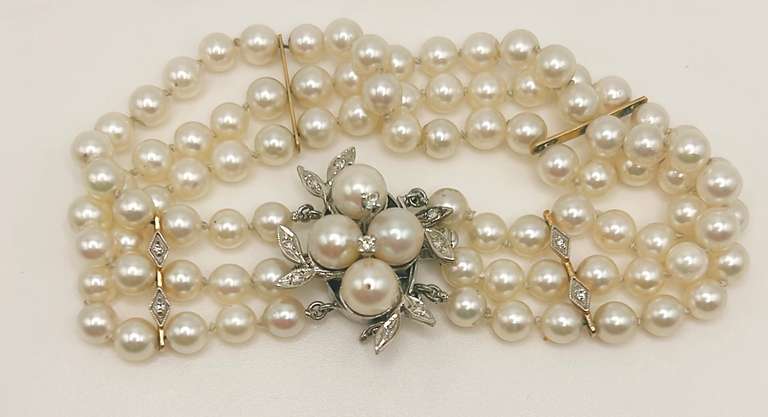 14kt Gold, Pearl, & Diamond Bracelet