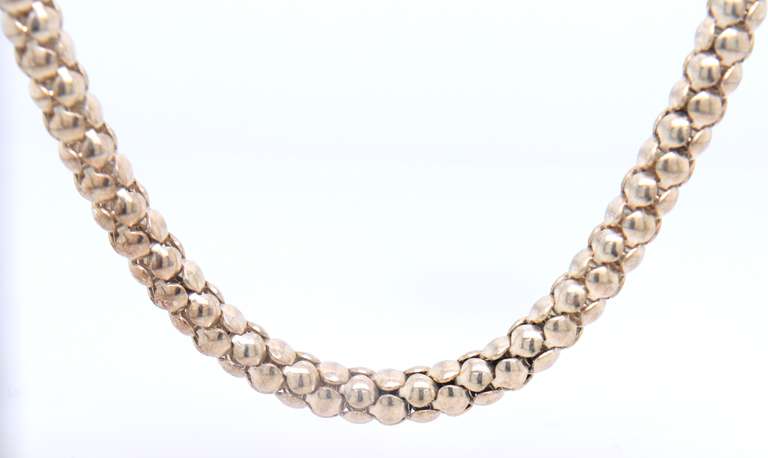 Vintage Italian Sterling Silver Popcorn Chain Necklace