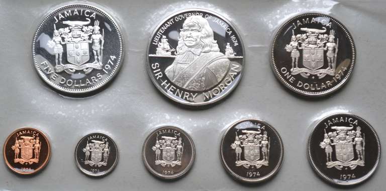 Sharp Proof 8 Coin 1974 Jamaica Proof Set