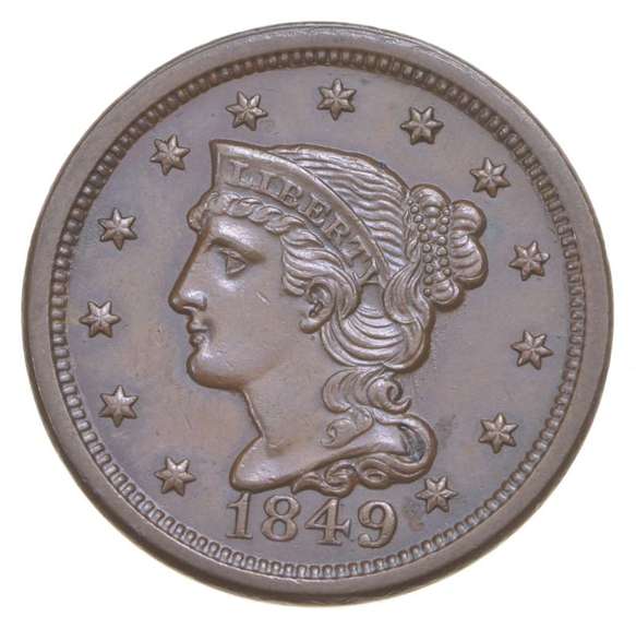 1849 Braided Hair Large Cent - N.14 - R3